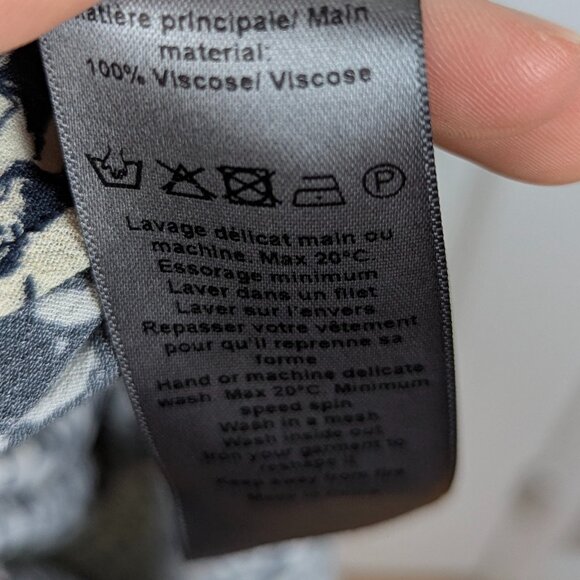 Zadig & Voltaire | Navy Cream Floral Rima Crepe Midi Shirt Dress Size Small - Picture 14 of 16